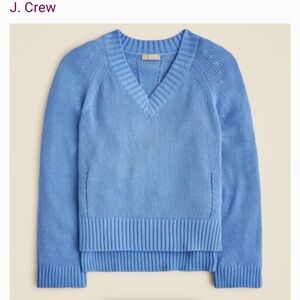 J. Crew Heritage Cotton Relaxed Women’s  V-Neck Sweater in Sky Blue